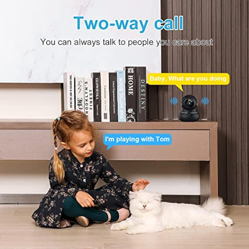 Litokam 2K Indoor Security Camera – 360° Auto Tracking Pet Monitor, 2 Pack