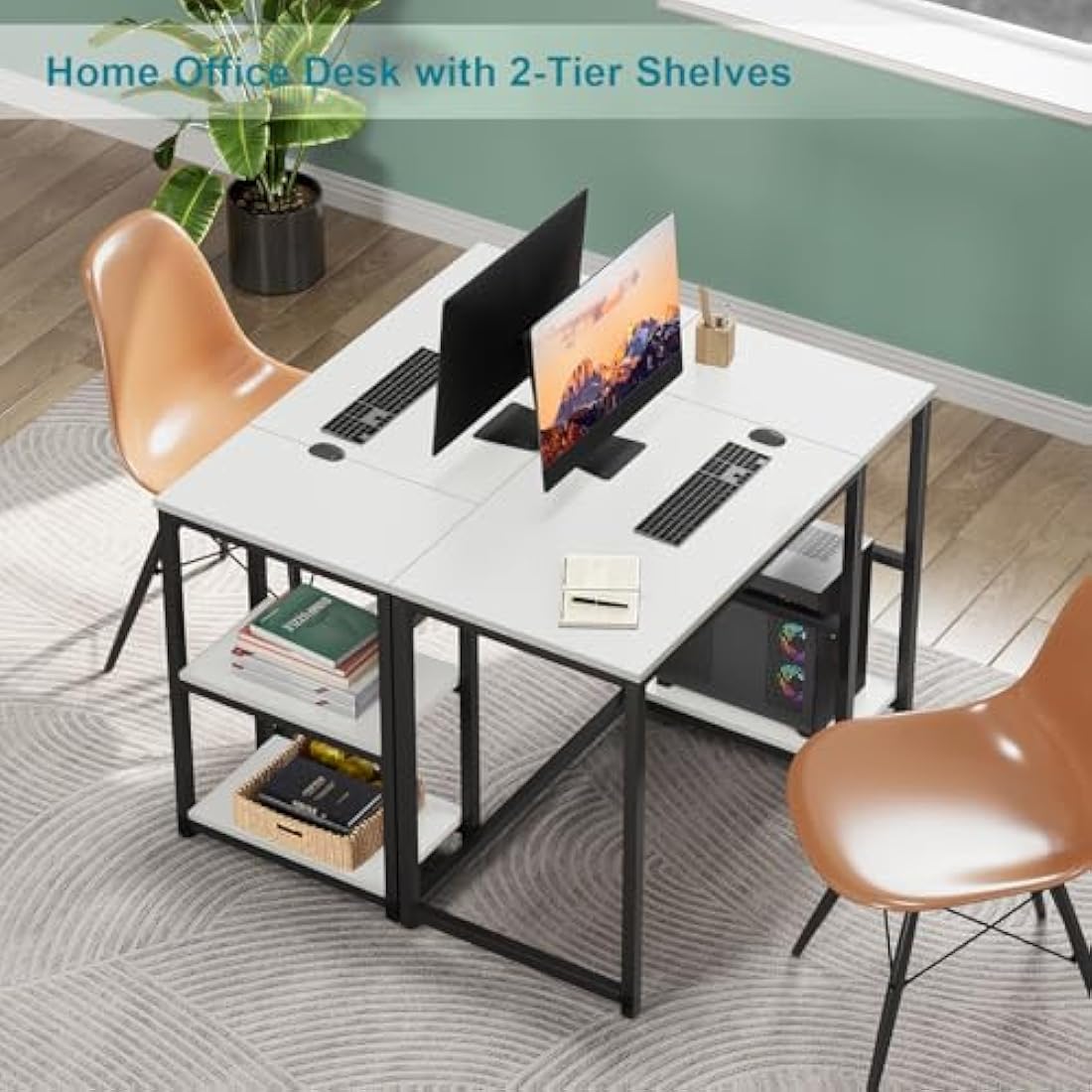 WOHOMO 100cm Computer Desk | Small Home Office Writing Table - White