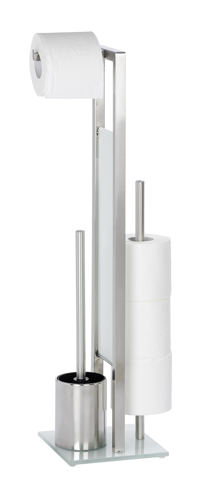 WENKO Rivalta Toilet Brush & Roll Holder – Matt Stainless Steel