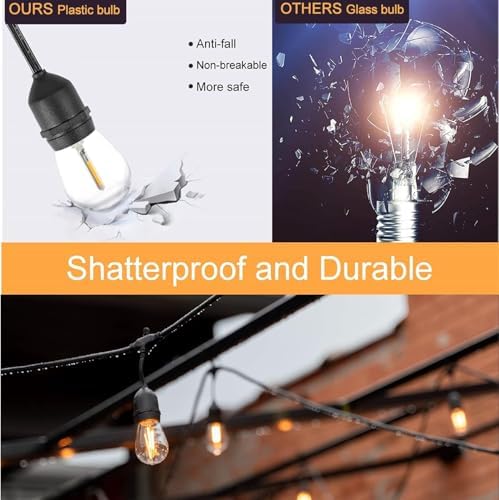 ZOTOYI S14 Outdoor String Lights | 100FT Waterproof LED Festoon Lights