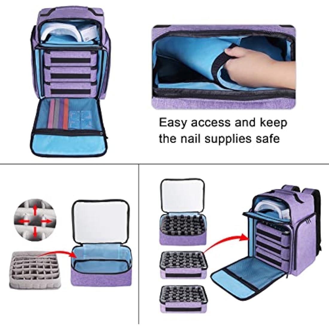 Famard Nail Polish Organiser Backpack – Holds 108 Bottles & Nail Lamp