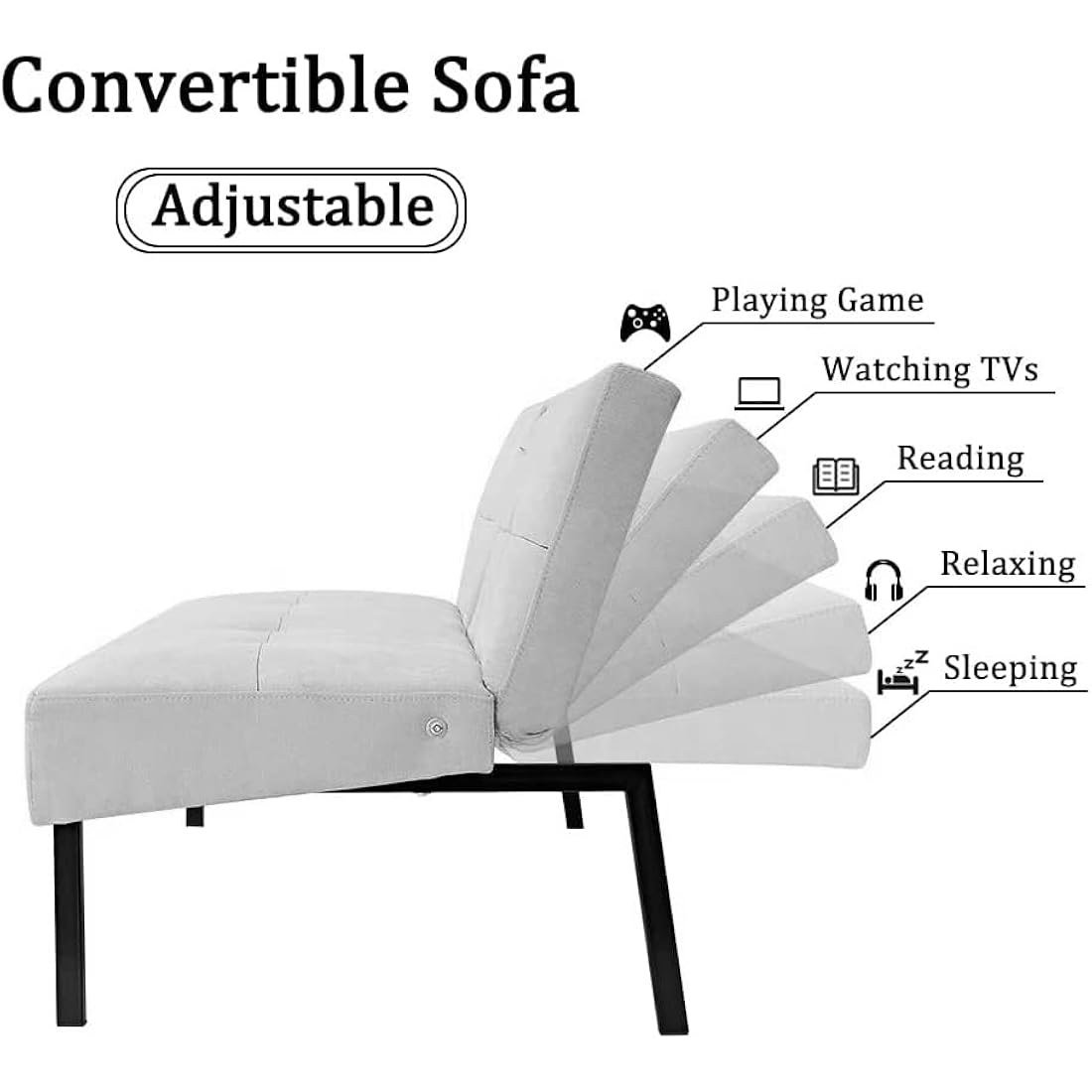 Modern Rainbow Patchwork Click Clack Sofa Bed Sleeper Settee