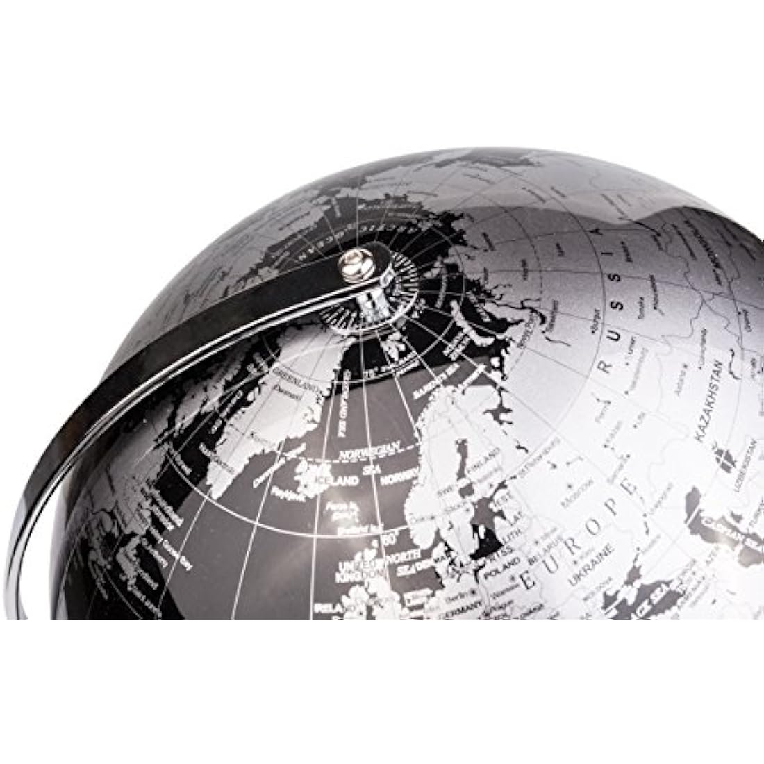 30cm World Globe – Metallic Black Map with Metal Base