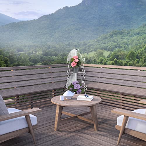 Relaxdays Metal Plant Stand – 4-Tier Foldable Corner Flower Rack, White