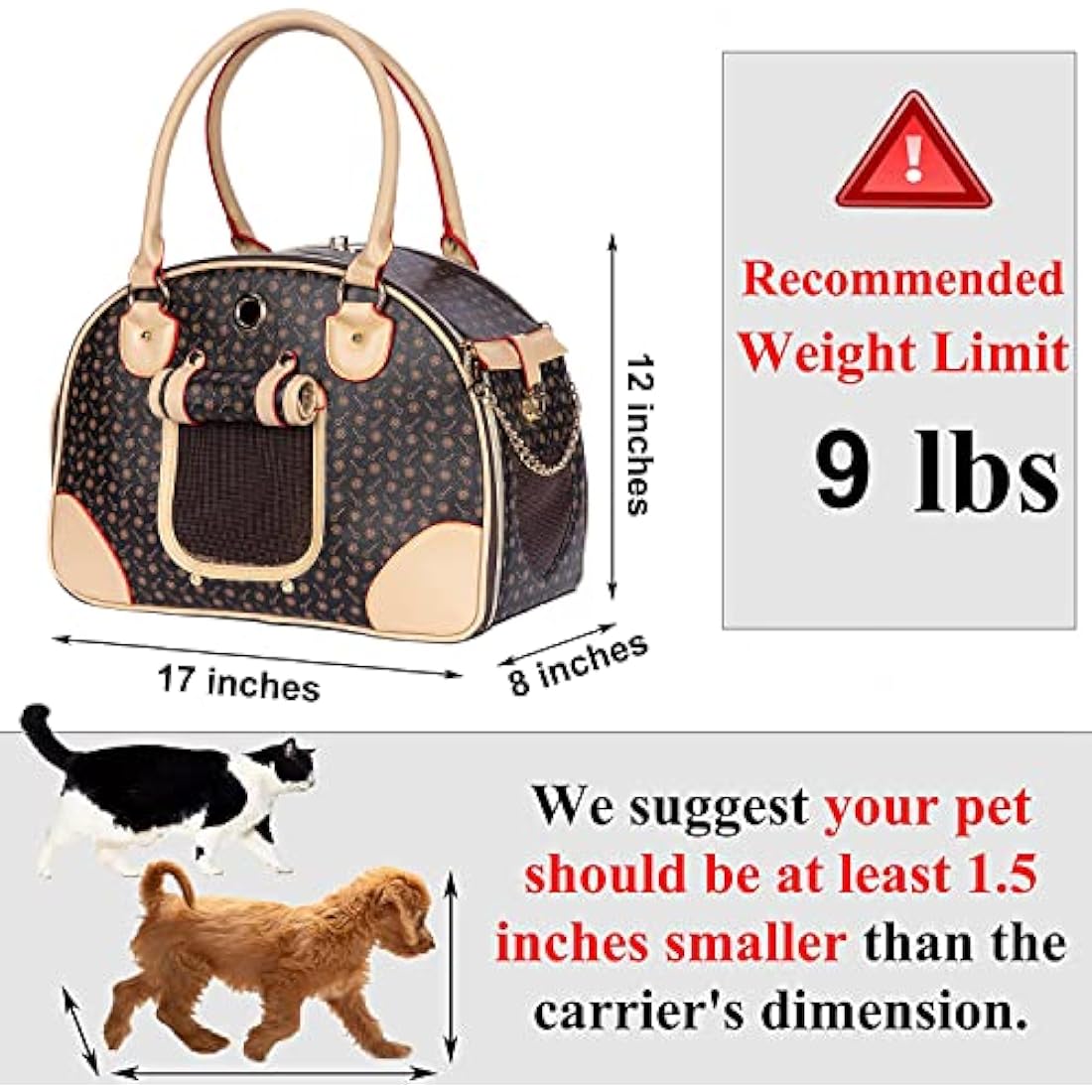 Jolof Store Luxury PU Leather Pet Carrier | Airline Approved Cat & Dog Bag