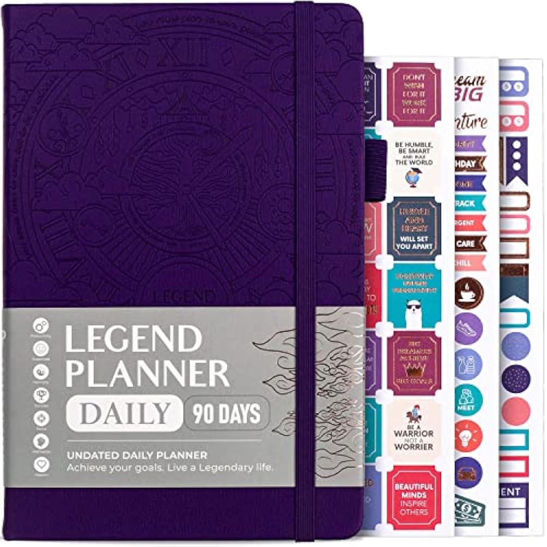 Legend Planner Undated Daily Productivity Journal – A5 Dark Purple PU Leather