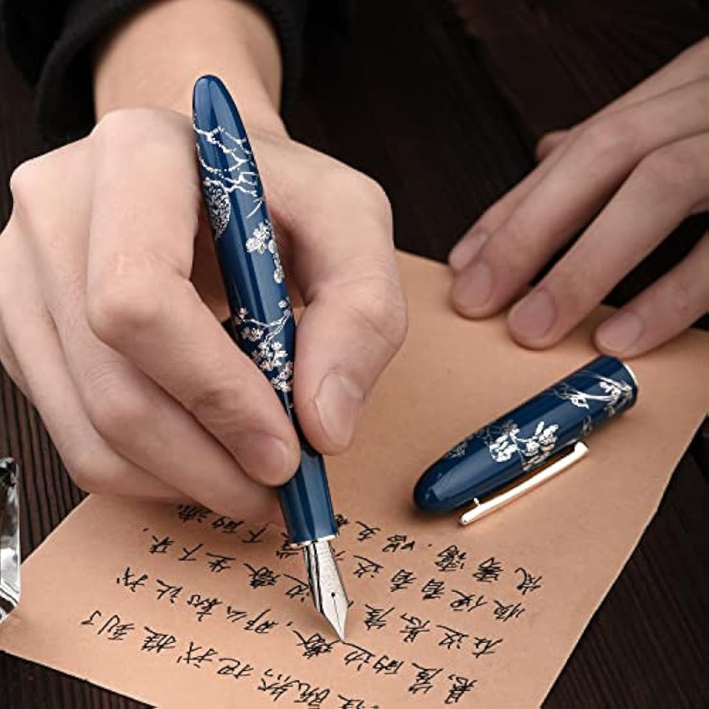 Hongdian N23 Blue Rabbit Fountain Pen | Extra Fine Nib Silver Trim