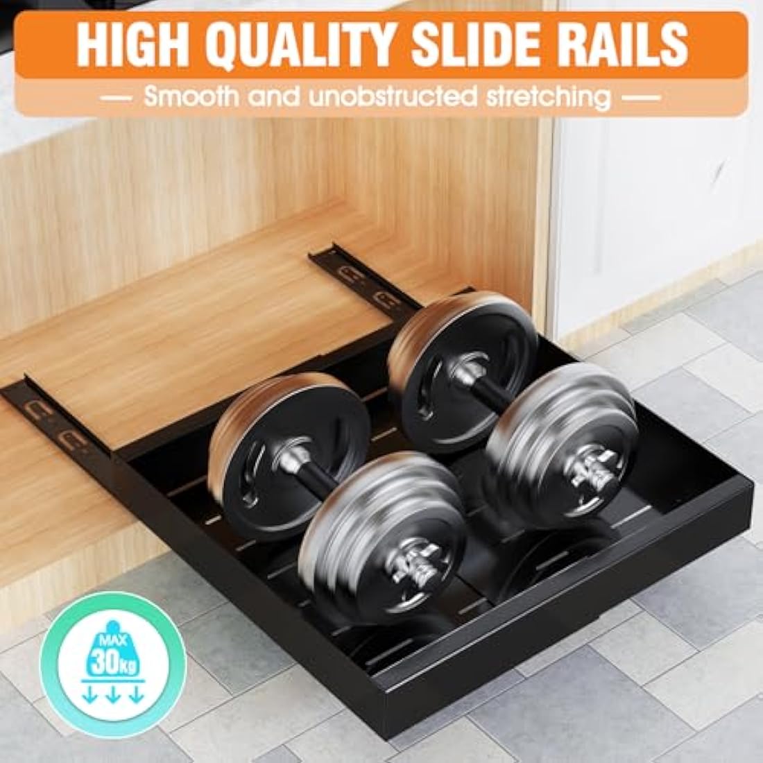 Ronlap Expandable Pull Out Cabinet Organizer – No-Drill Sliding Drawer