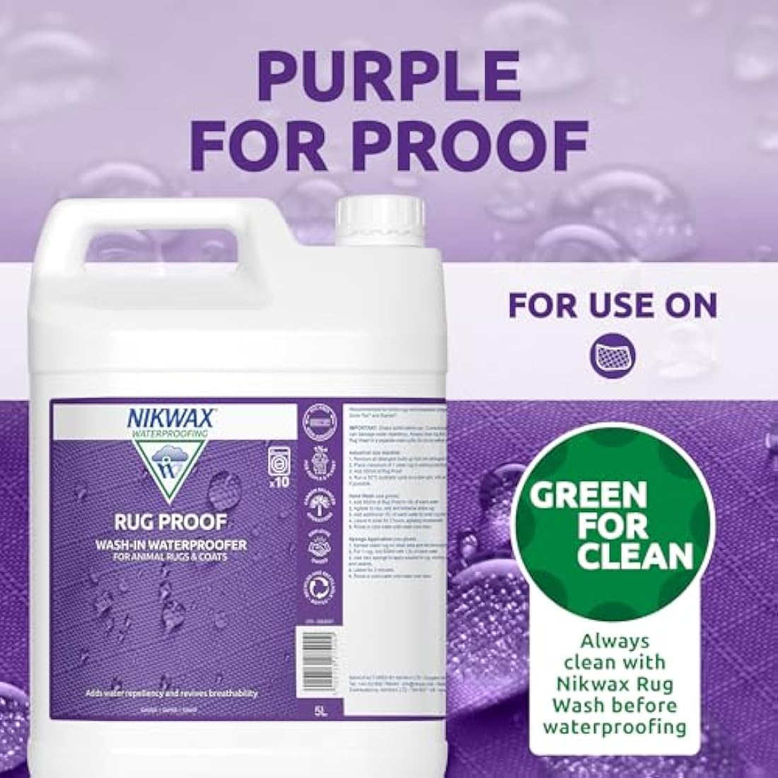 Nikwax Rug Proof Wash-In Waterproofing for Horse Rugs - 5 Litre
