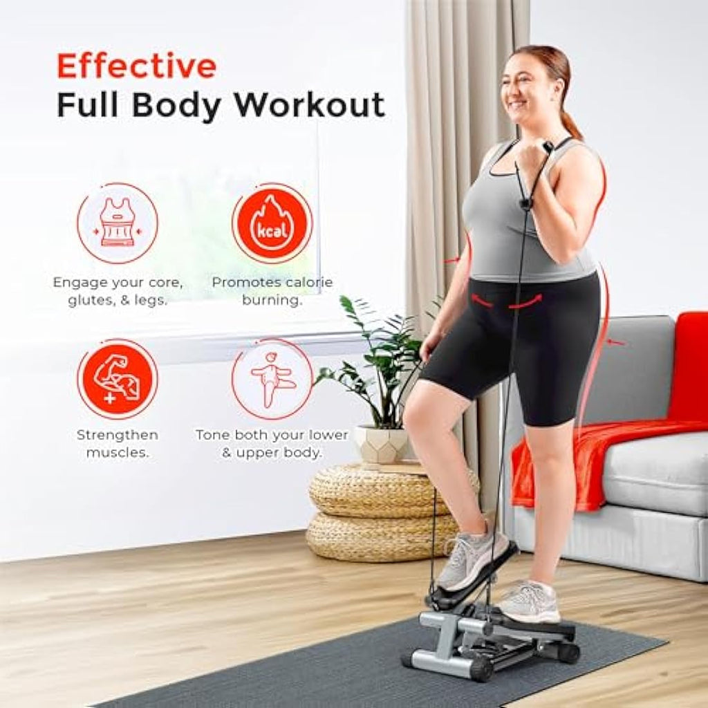 Sunny Health & Fitness Mini Stepper with Resistance Bands – 135kg Capacity
