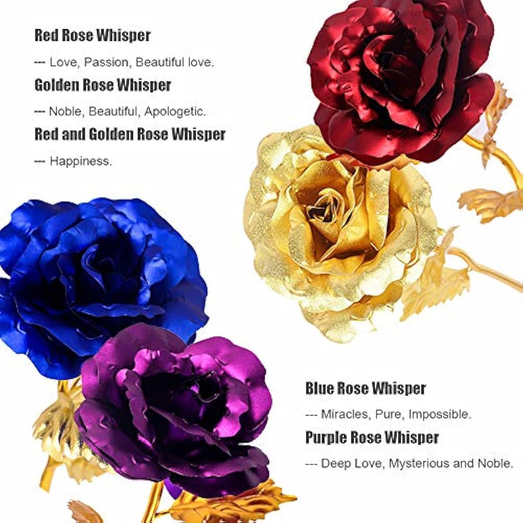 TINYOUTH 24K Gold Plated Blue Rose - Forever Flower with Stand and Gift Box