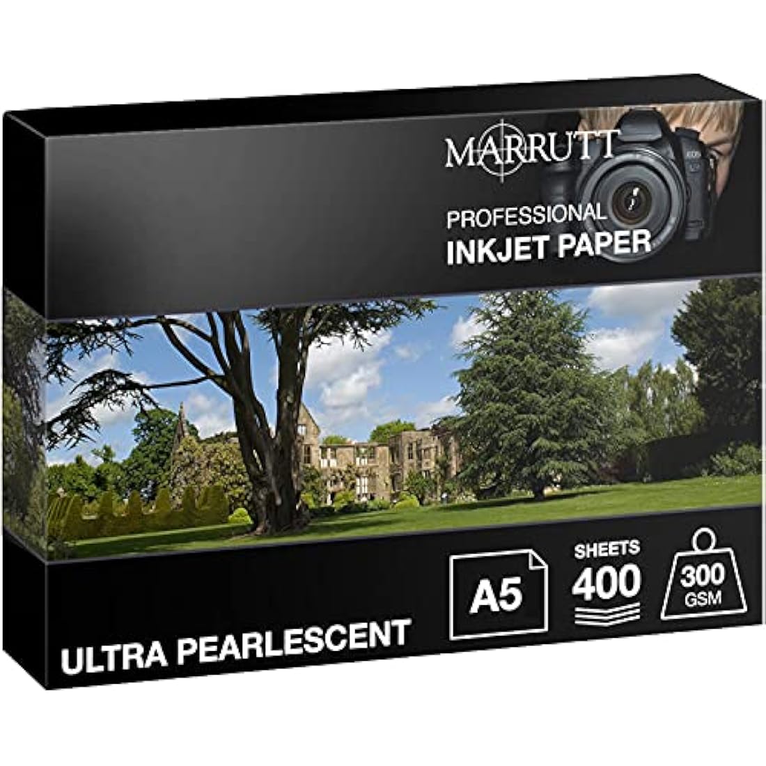 Marrutt 300gsm Ultra Pearlescent Hi-White Inkjet Photo Paper | A5 400 Sheets