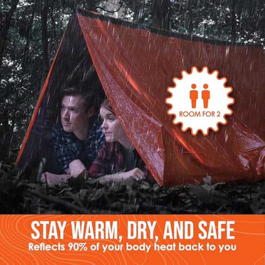 Go Time Gear Life Tent | 2-Person Mylar Emergency Shelter with Paracord