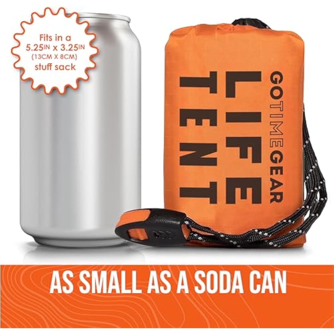 Go Time Gear Life Tent | 2-Person Mylar Emergency Shelter with Paracord