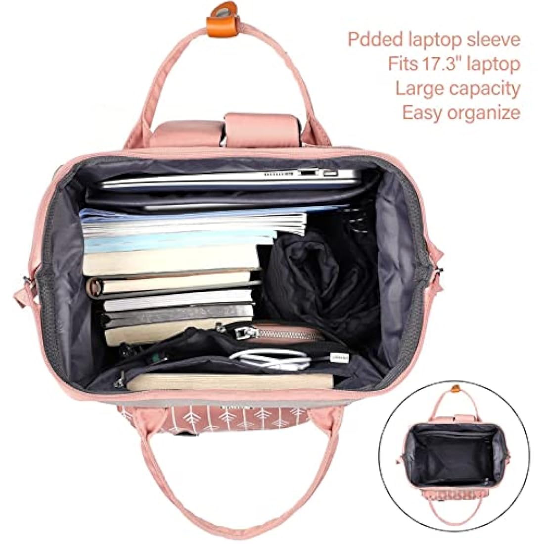 RJEU Women's 15.6 Inch Laptop Backpack | Waterproof Anti-Theft Bag - Pink
