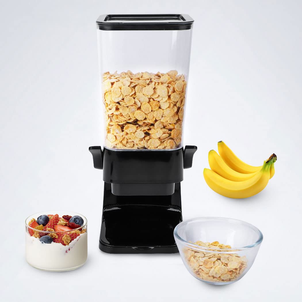 Lekesky Double Cereal Dispenser – 5.5L Dry Food Storage Container, Black