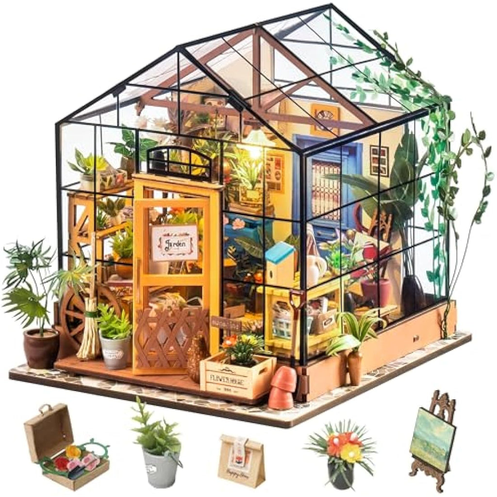 Rolife DIY Miniature Greenhouse Kit – Cathy's Flower House with LED