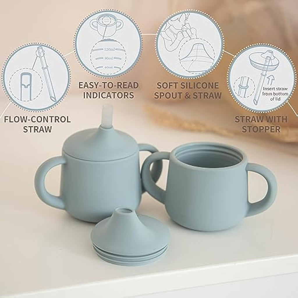 Moonkie 3-in-1 Silicone Baby Sippy Cup | Leak-Proof Transition Cup, 120ml