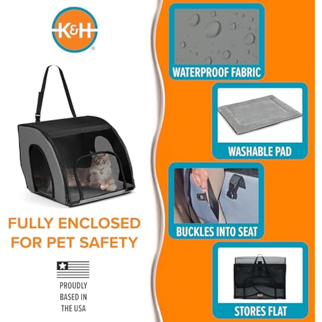 K&H Pet Products Travel Safety Carrier – Soft-Sided Car Seat Kennel, Small