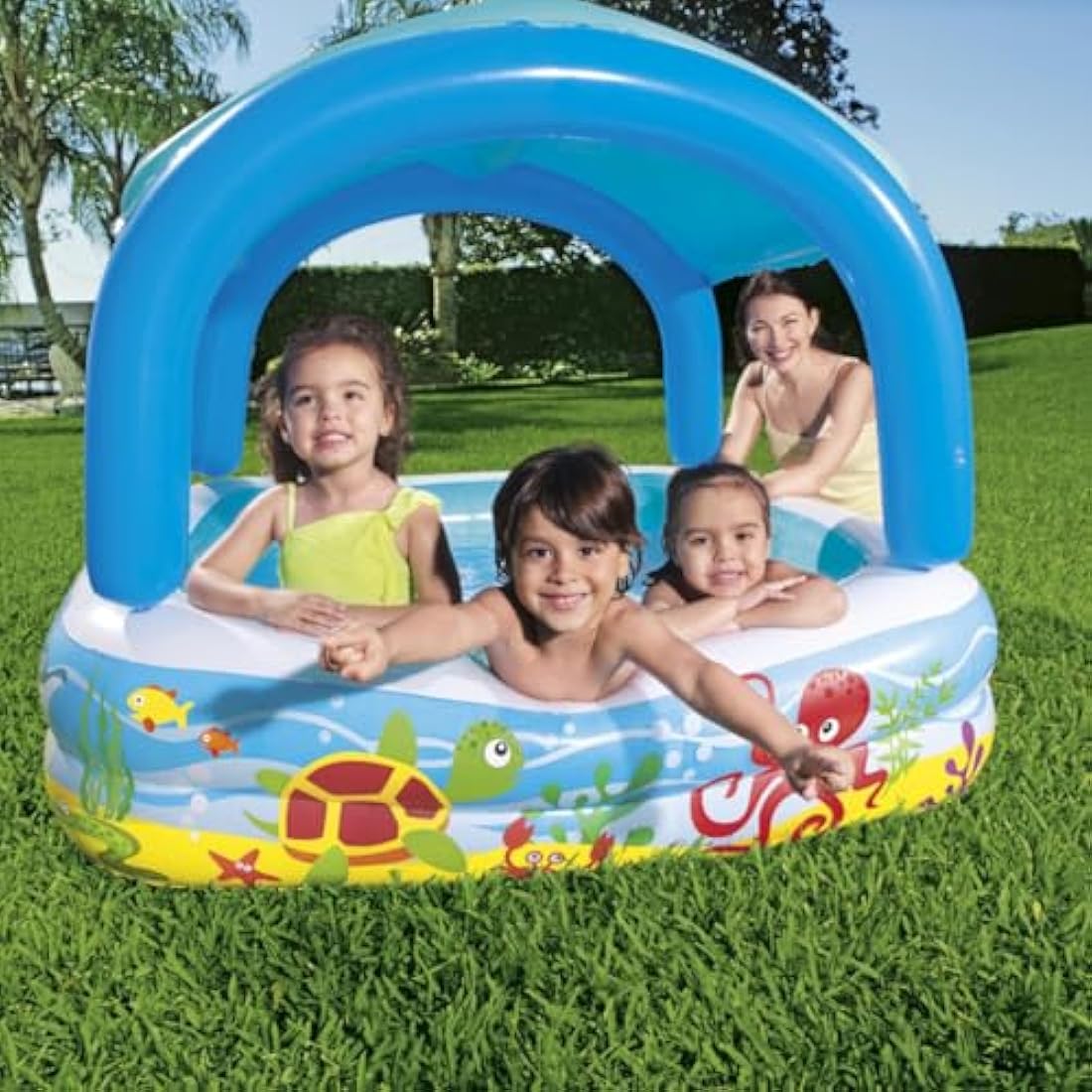 Bestway Inflatable Kids Paddling Pool with Detachable Sunshade Canopy