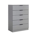 Home Source 5 Drawer Chest – Grey MDF Bedroom Storage with Metal Runners