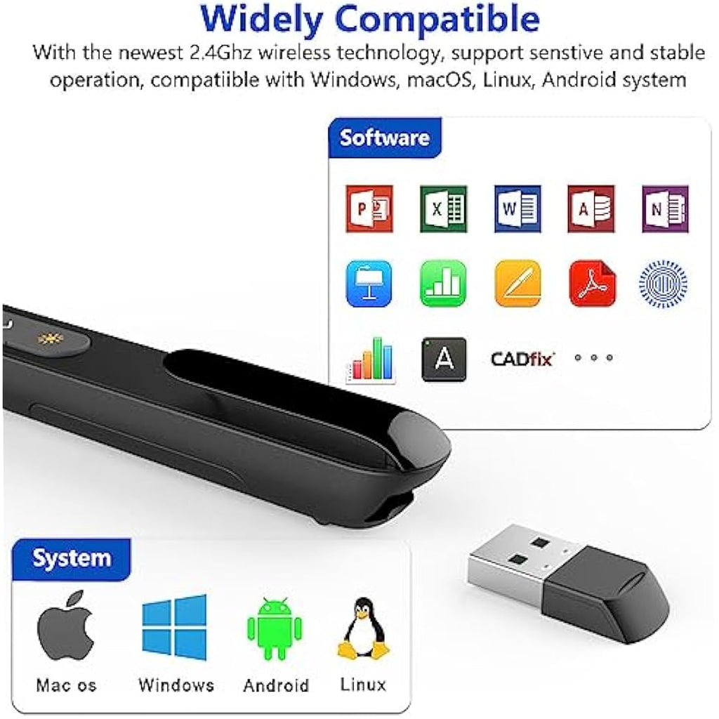 Jolof Store Wireless Presentation Clicker – Red Light PPT Remote for Mac