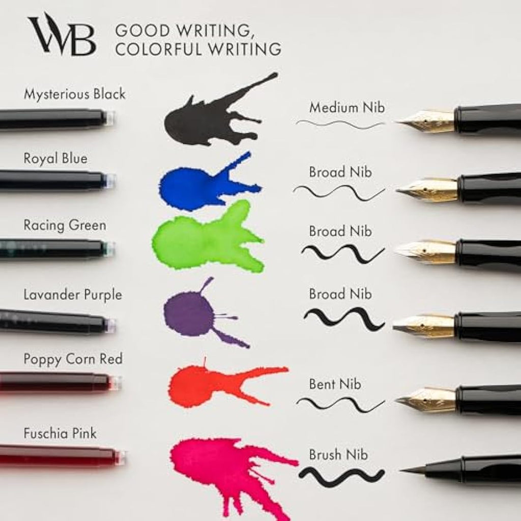 Wordsworth and Black Calligraphy Pen Set – Grey Kit with 60 Ink Cartridges