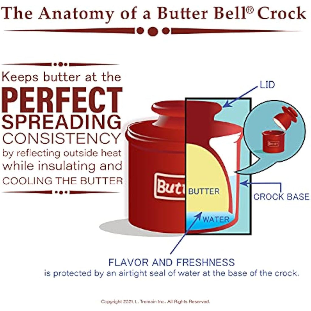 Butter Bell Crock by L Tremain – French Ceramic Butter Dish, Blue Trim