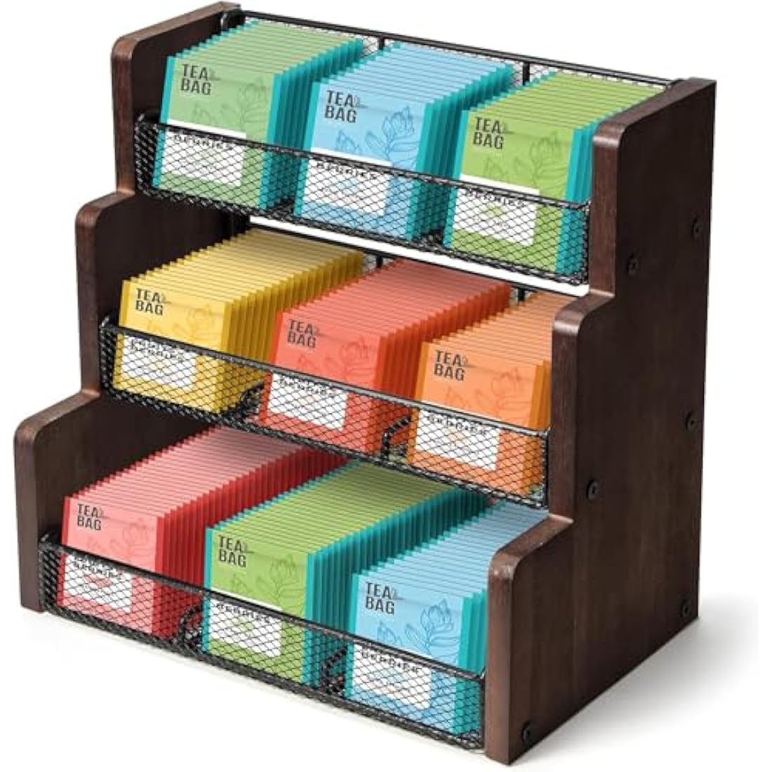 THYGIFTREE 3-Tier Tea Bag Organizer – Solid Wood Storage Box for Countertop