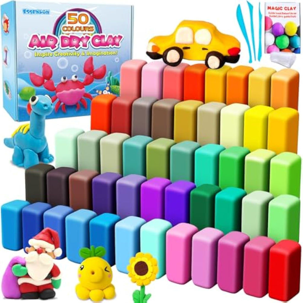 Air Dry Clay Kit - 50 Colors Magic Modelling Clay for Kids