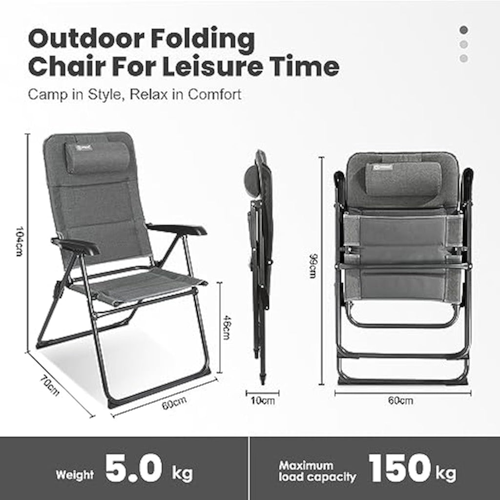 Homecall Folding Garden Camping Chair – Waterproof Olefin Padded Grey