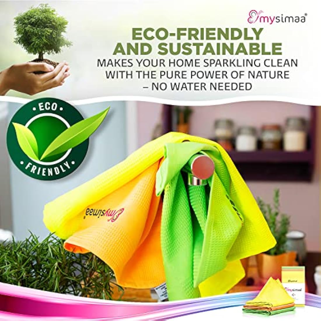 mysimaa Neon Microfibre Cleaning Cloths – Streak-Free 3-Pack (40x40cm)
