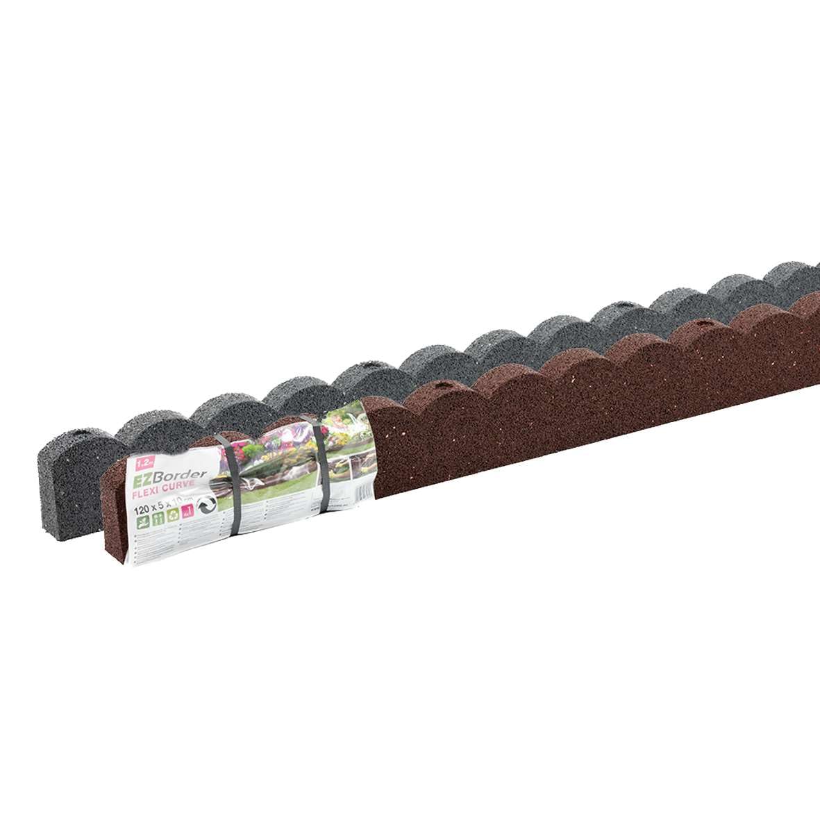 Recycled Rubber Scalloped Garden Edging - Brown, 2 Pack