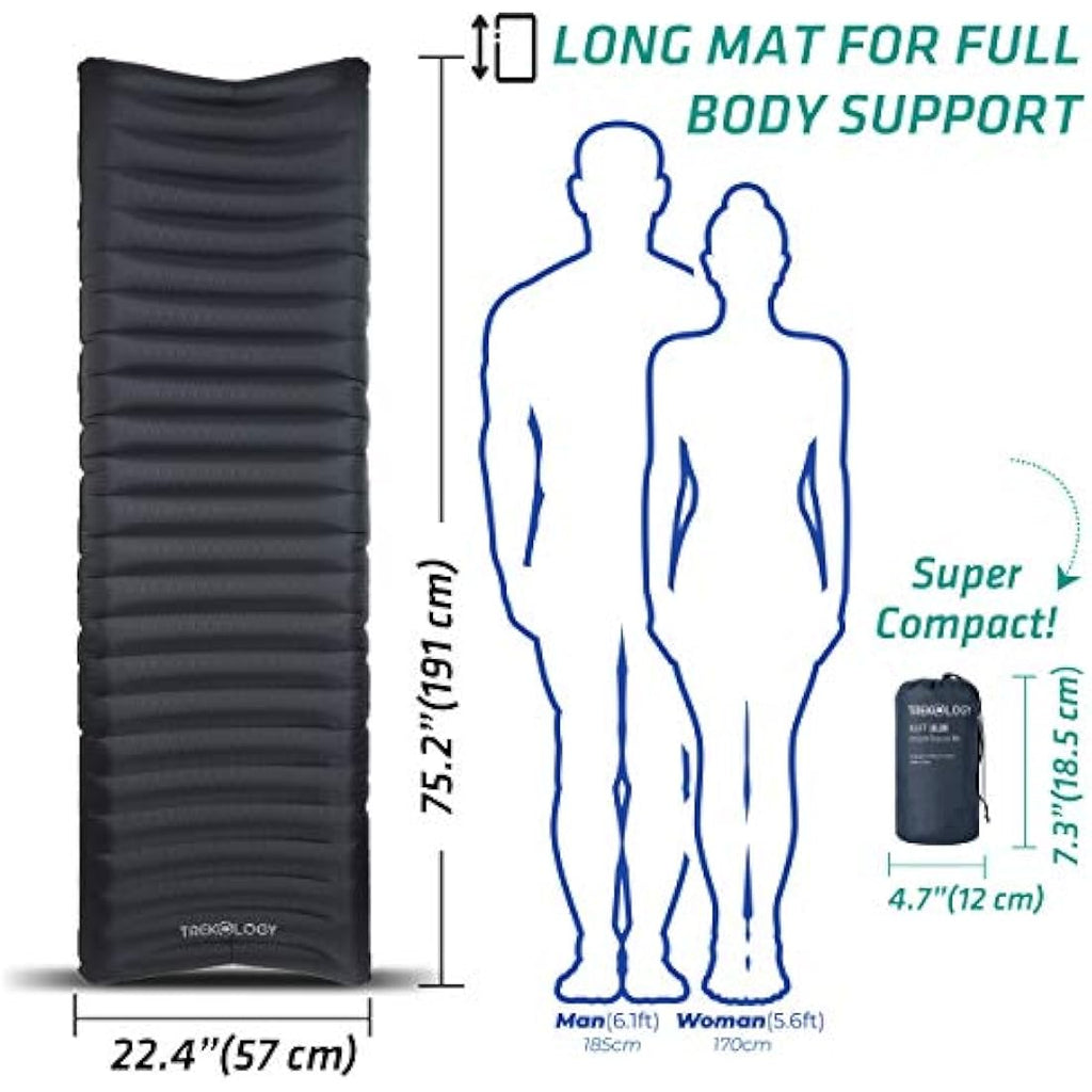 Trekology UL80 Inflatable Camping Mat – Lightweight 40D Nylon Sleeping Pad