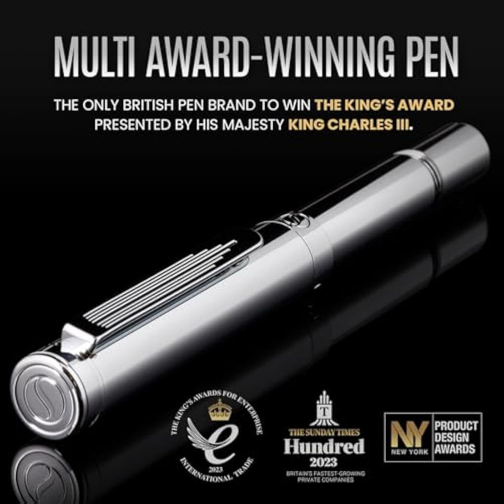 Scriveiner Silver Chrome Rollerball Pen – Luxury Heavy Pocket EDC Pen