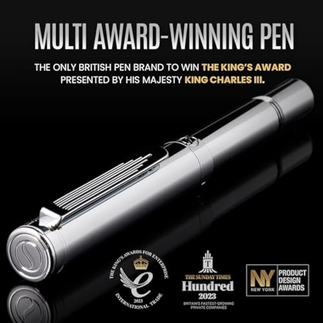 Scriveiner Silver Chrome Rollerball Pen – Luxury Heavy Pocket EDC Pen
