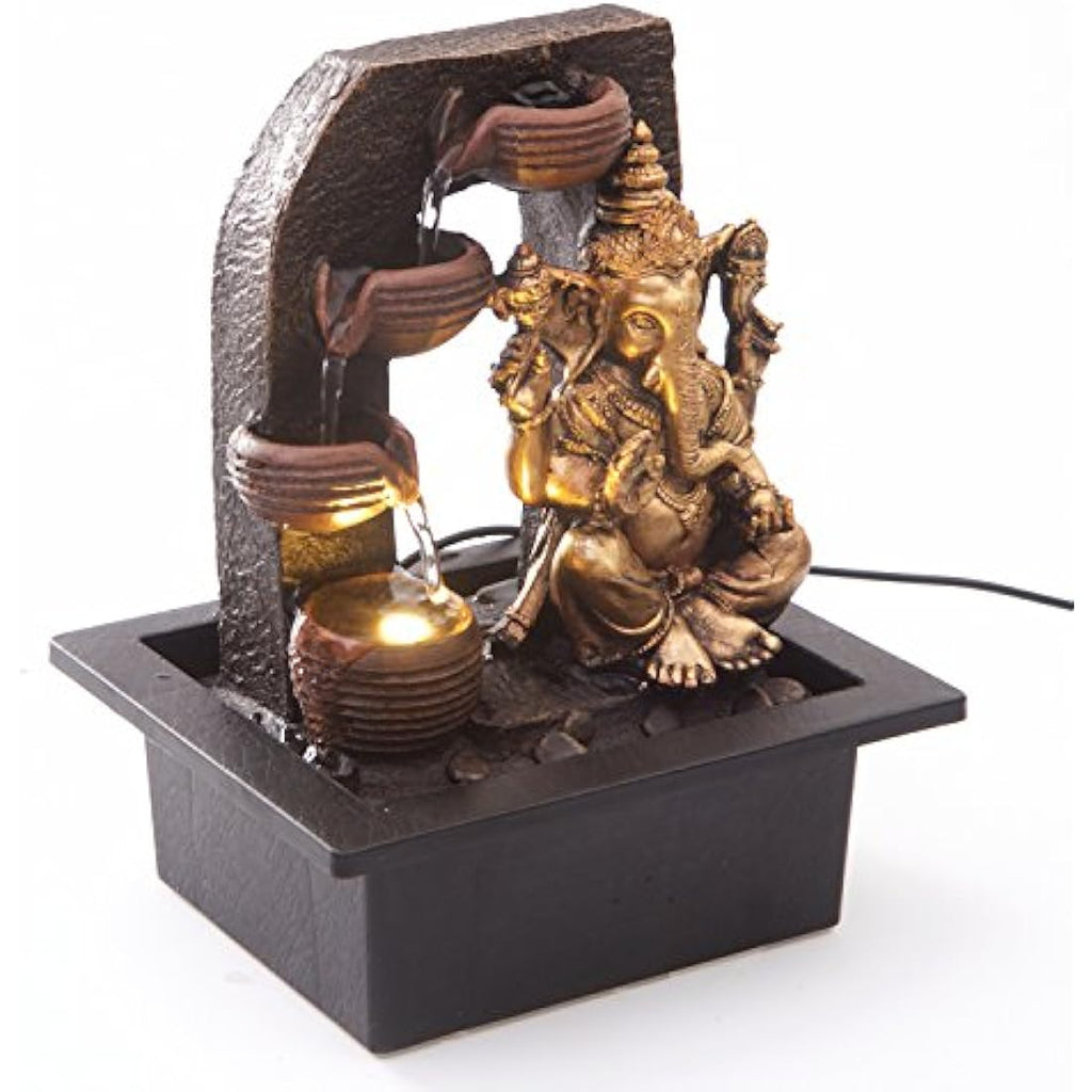 Ganesha Indoor Water Fountain with LED Light - 25cm