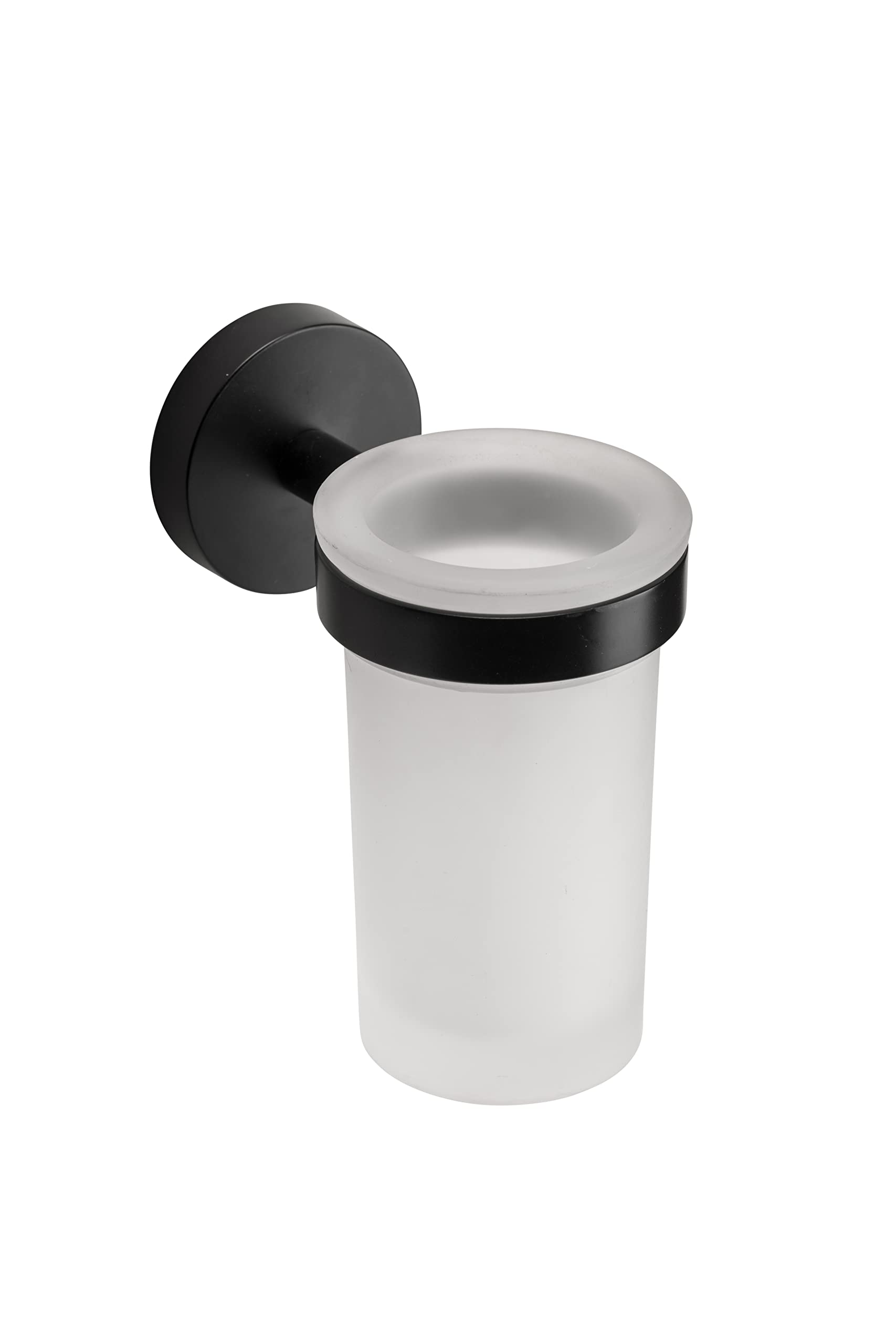 Croydex Epsom Black Tumbler & Holder – Wall Mounted Flexi-Fix Zinc