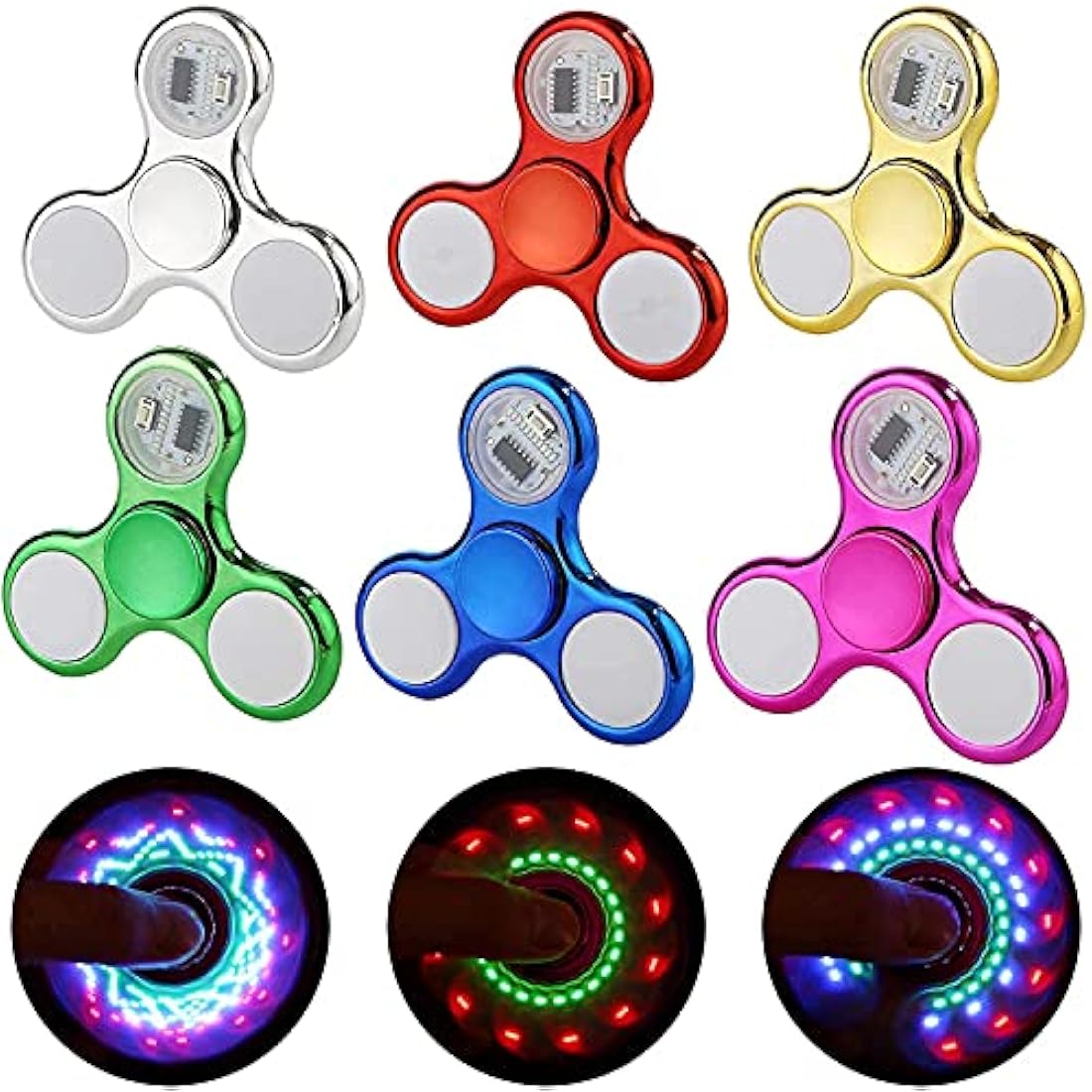 Dilabnda LED Fidget Spinner 6-Pack – Glow in The Dark Sensory Toys