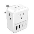 SHUOMAO US to UK Plug Adapter | 4-Way Travel Adaptor with 4 USB Ports