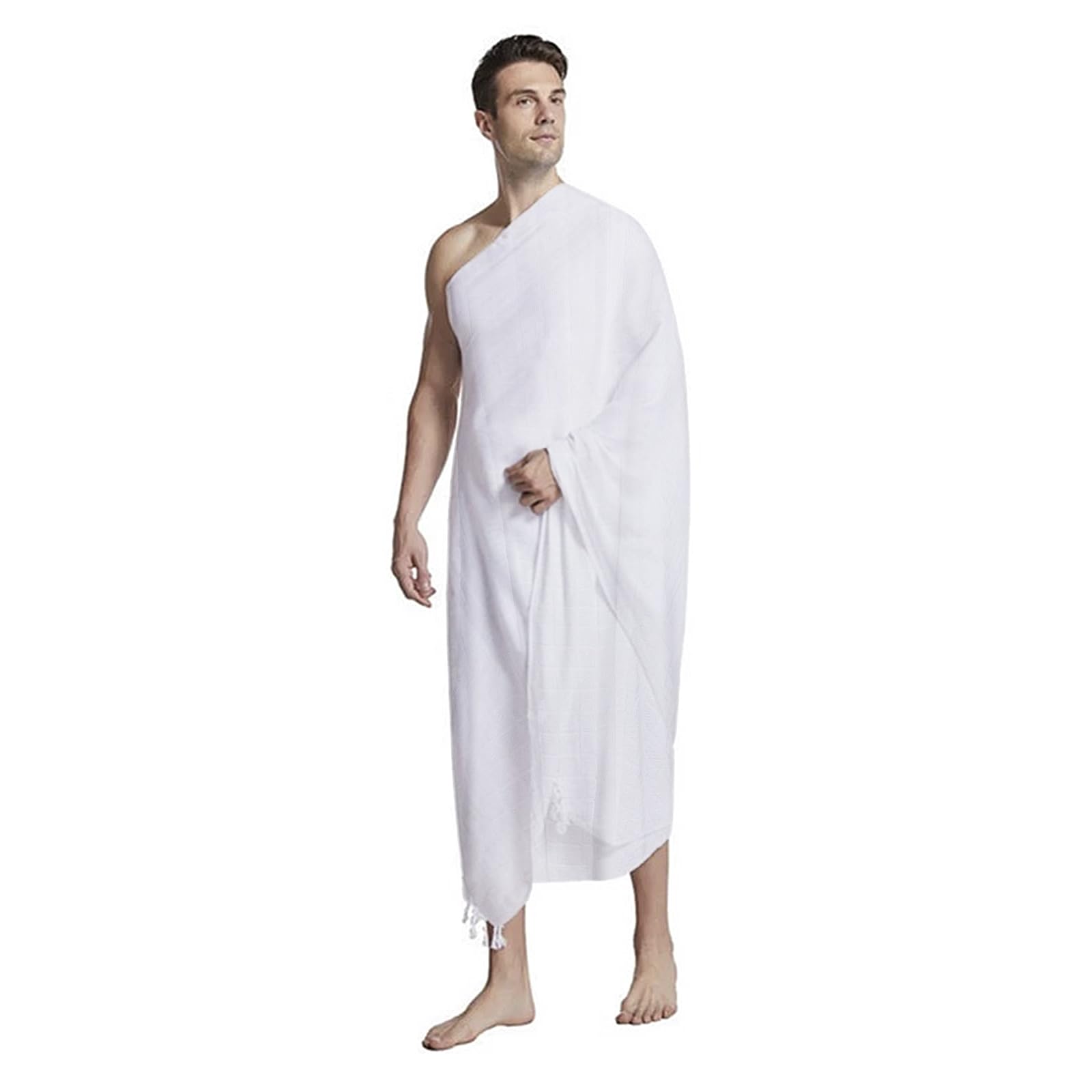 Men's Hajj & Umrah Ihram – 2PC Embossed White Prayer Wrap