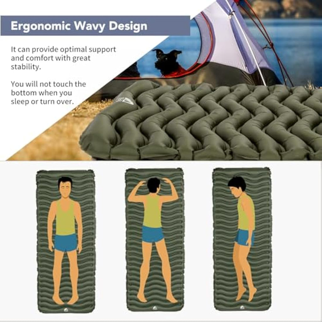 Unigear Ultralight Inflatable Sleeping Pad | 40D Nylon Camping Mat