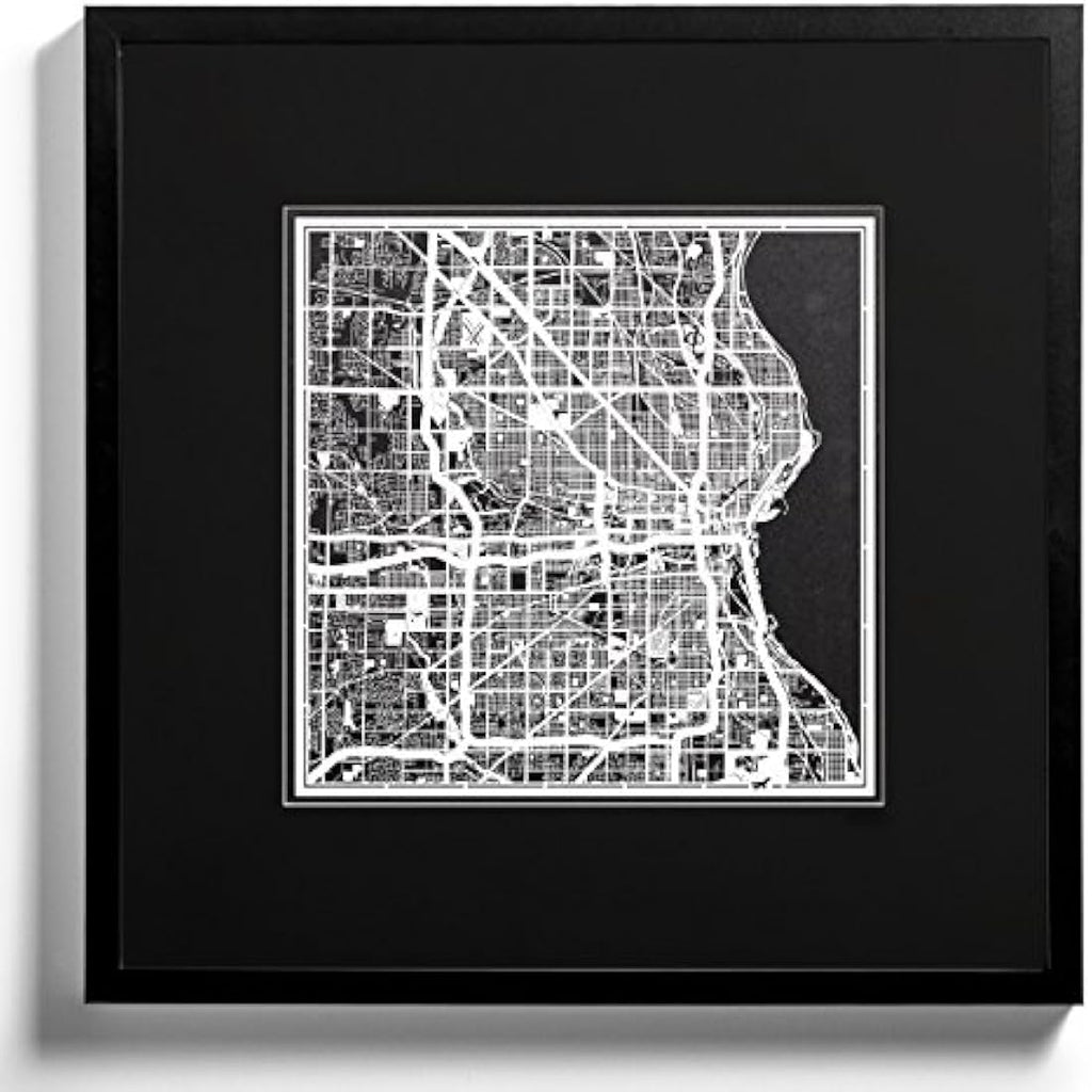 Milwaukee Laser Cut Map – 12x12 White Paper Art Wall Decor