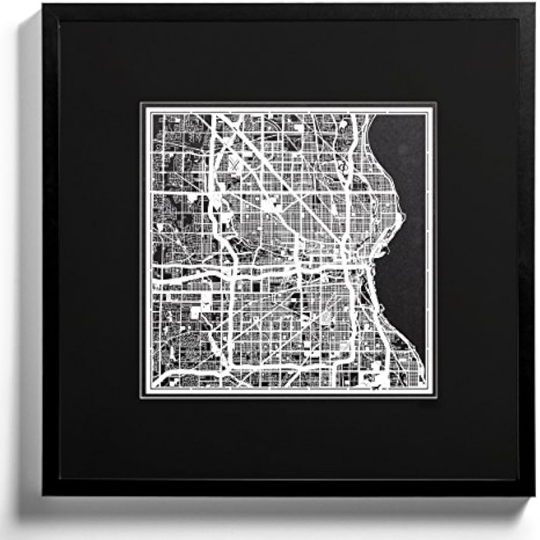 Milwaukee Laser Cut Map – 12x12 White Paper Art Wall Decor