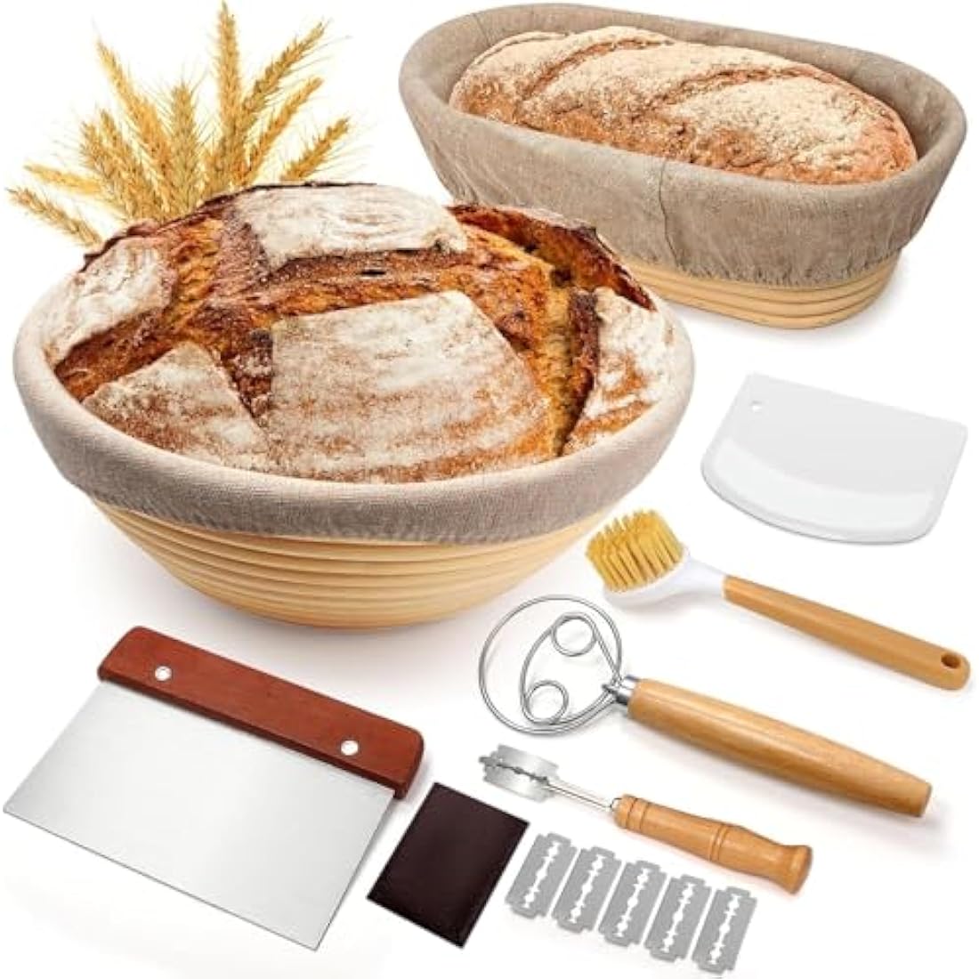 Sourdough Bread Proofing Basket Set | 2-Piece Rattan Kit