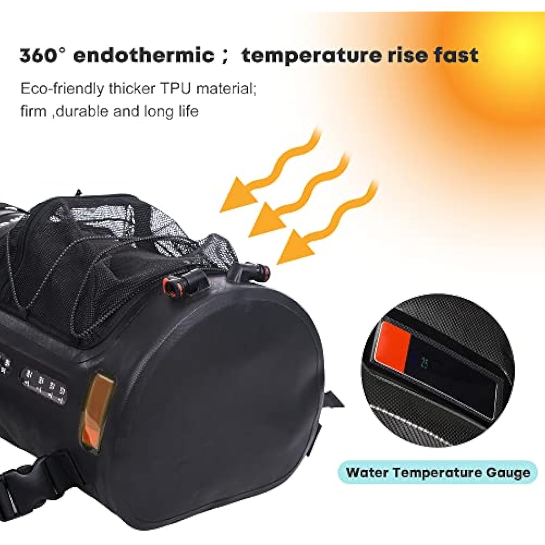 WILD HEART Portable Camping Shower Bag | 22L Solar Shower with Foot Pump
