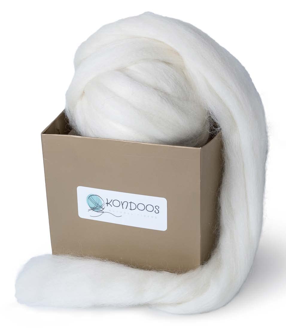 Kondoos Natural Corriedale Wool Roving for Needle Felting – Ecru 8oz