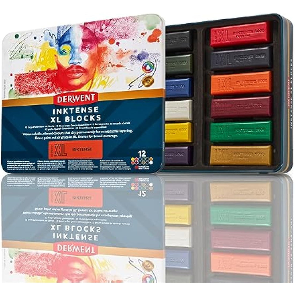 Derwent Inktense XL Blocks – Set of 12 Water-Soluble Drawing Blocks