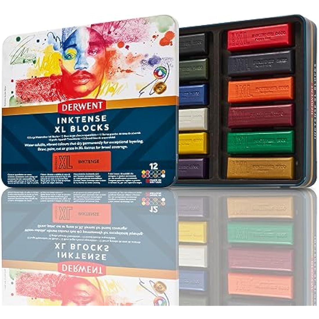 Derwent Inktense XL Blocks – Set of 12 Water-Soluble Drawing Blocks