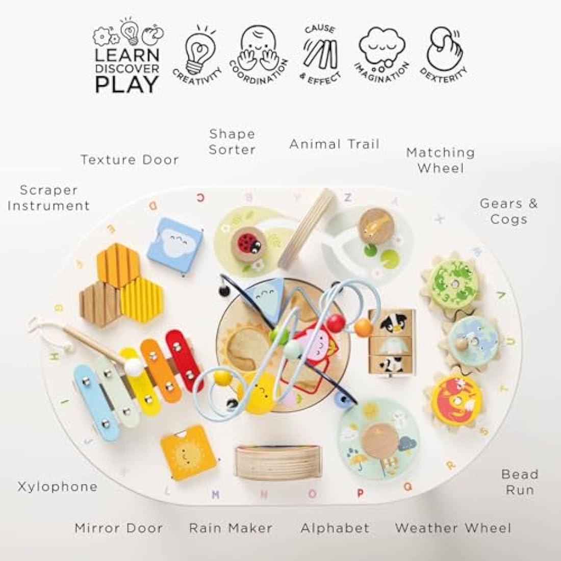 Le Toy Van Wooden Activity Table - Rainbow Xylophone & Shape Sorter